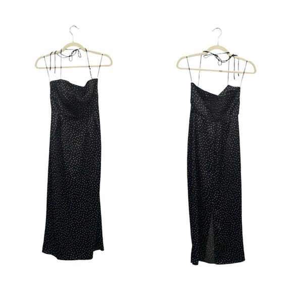 NEW REFORMATION Lai Satin Midi Dress in “Selene” polka dot - Picture 5 of 9